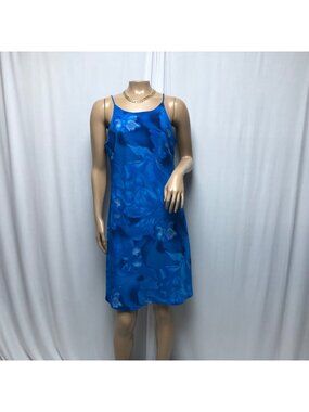 Expressions Dress Womens Size 9-10 Blue Sleeveless Floral Print Vacation Summer